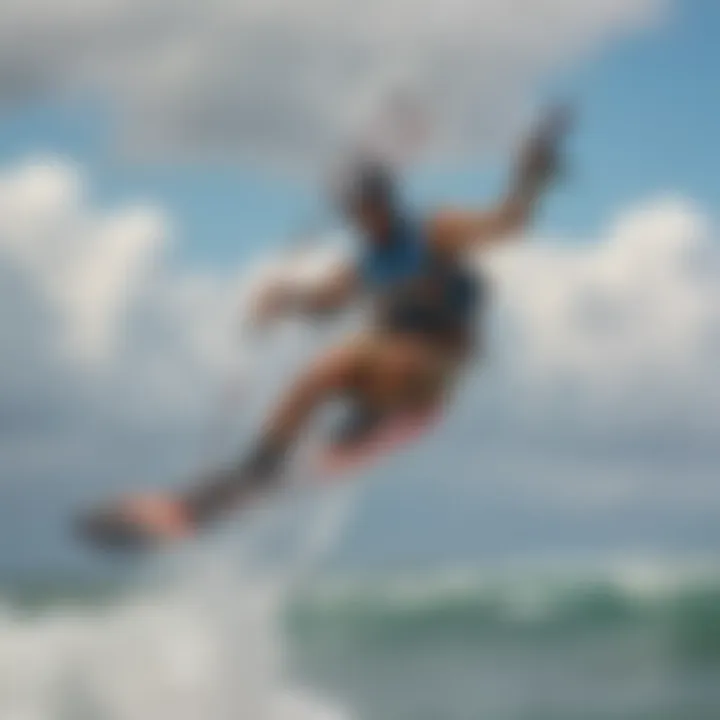 Kiteboarder gliding above the waves at Cocoa Beach