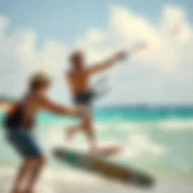 Kiteboarding Instruction at the Shore Kiteboarding lesson on a sunny beach