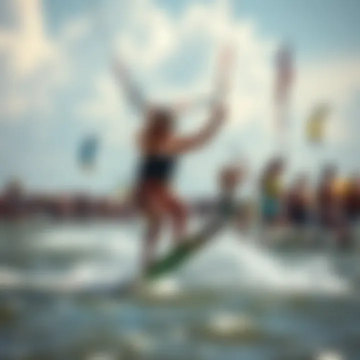 A group of kiteboarders enjoying a vibrant local festival