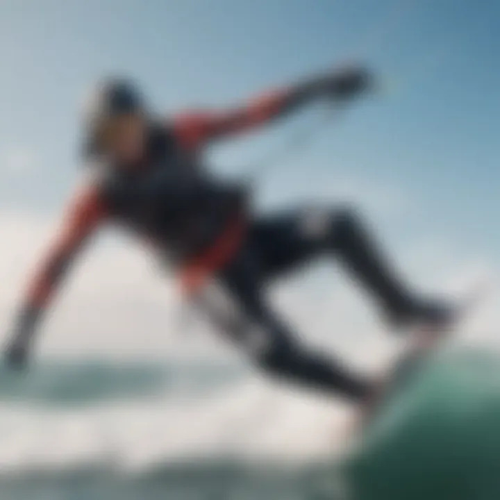 Kitesurf gloves in action during a dynamic water sport session