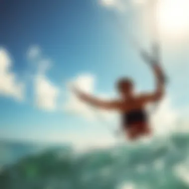 Kitesurfing Instruction in Action An instructor guiding a beginner in kitesurf lessons