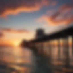 A panoramic view of Lake Worth Pier at sunset