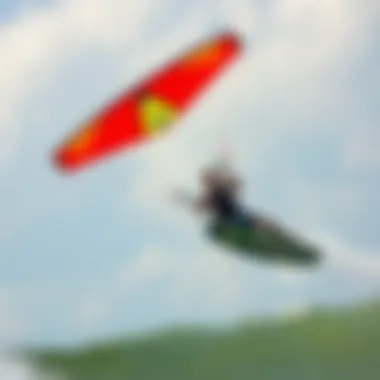 Liquid Force Kite in Action A vibrant Liquid Force kite soaring through the sky during kiteboarding