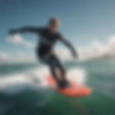 Kiteboarding with Manera Wetsuit Kiteboarder wearing Manera wetsuit in action on the water