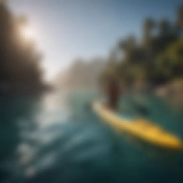 Naish SUP paddleboard on a serene water surface