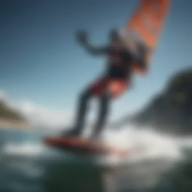 Kiteboard equipped with neoprene blocks in action on the water