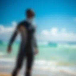 Eco-friendly neoprene-free wetsuit on a beach