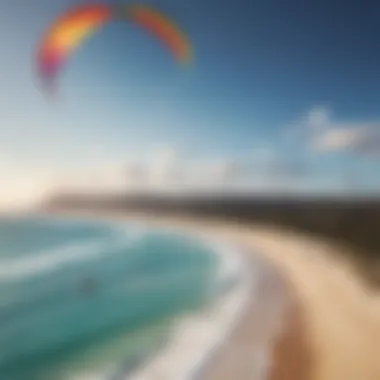 A vibrant kite soaring above a beautiful Australian beach