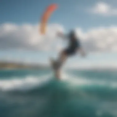 Ideal Kiteboarding Spot in North Sardinia Kiteboarding enthusiasts taking advantage of ideal wind conditions in a popular spot