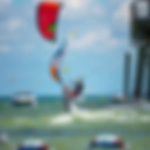 Kiteboarding action at Okaloosa Island Pier