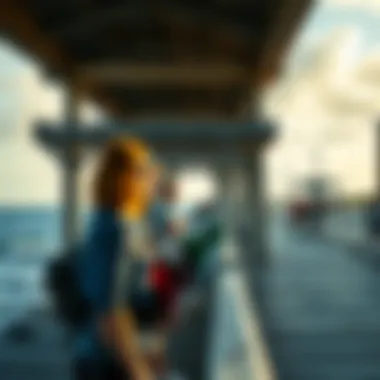 Community of Kiteboarding Enthusiasts at Okaloosa Island Pier Local kiteboarding enthusiasts gathering at the pier