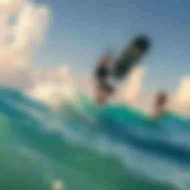 Kiteboarders Soaring Above the Waves Kiteboarders soaring above the waves at Paje Beach.