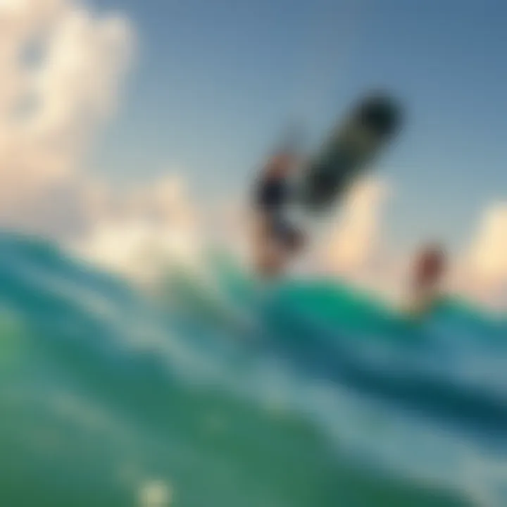 Kiteboarders Soaring Above the Waves Kiteboarders soaring above the waves at Paje Beach.
