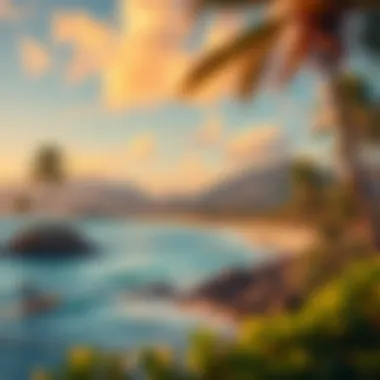 Scenic Coastline of Palapas Ventana A scenic coastline adorned with palm trees and inviting beaches