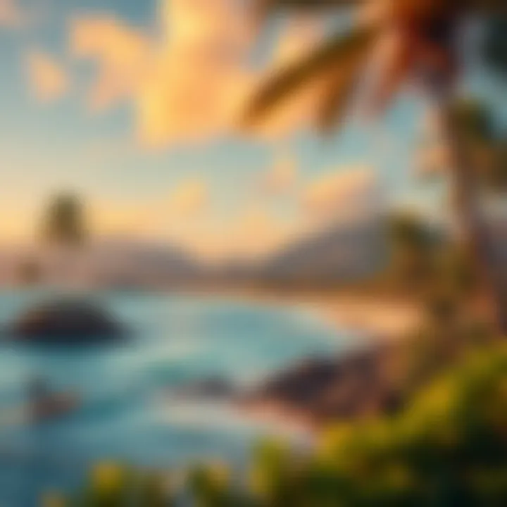 Scenic Coastline of Palapas Ventana A scenic coastline adorned with palm trees and inviting beaches