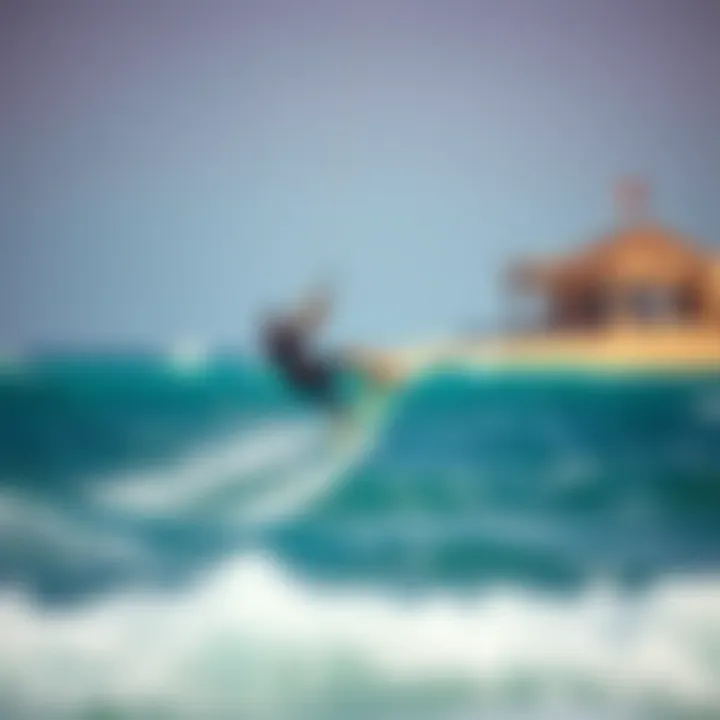 Expert Kiteboarding Trick at Palapas Ventana An expert kiteboarder performing a trick over the waves