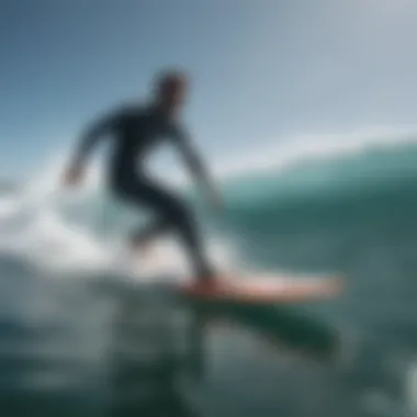 Rider demonstrating advanced techniques on powered foil surfboard