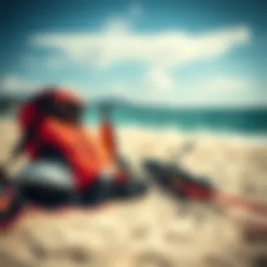 Essential Kiteboarding Gear in San Carlos Kiteboarding gear and equipment at the beach