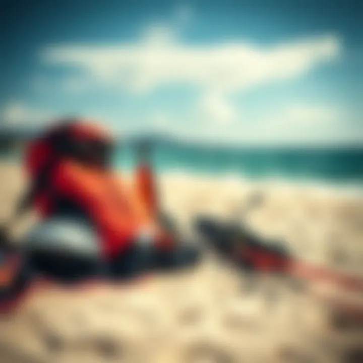 Essential Kiteboarding Gear in San Carlos Kiteboarding gear and equipment at the beach