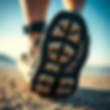 Traction Features of Split Toe Booties Detailed view of the sole of split toe booties for traction.