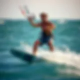 The Importance of a Secure Board Leash Kiteboarder showcasing a secure board leash while riding the waves