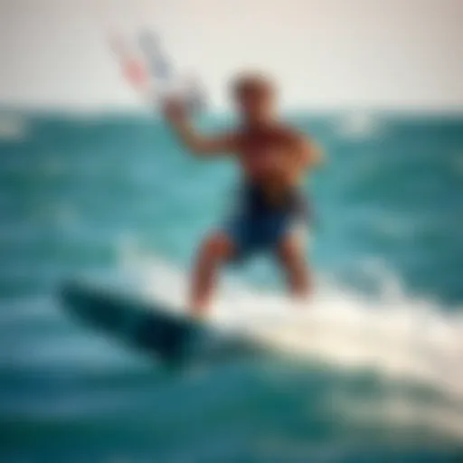 The Importance of a Secure Board Leash Kiteboarder showcasing a secure board leash while riding the waves