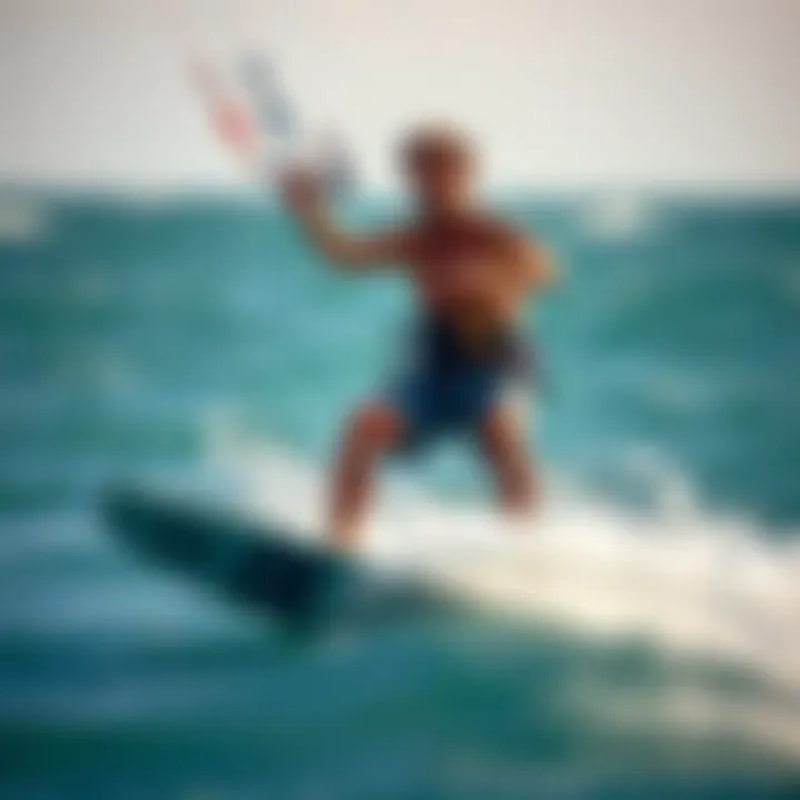 The Importance of a Secure Board Leash Kiteboarder showcasing a secure board leash while riding the waves