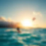 Kiteboarders Gliding in Mauritius A breathtaking view of kiteboarders gliding across the turquoise waters of Mauritius