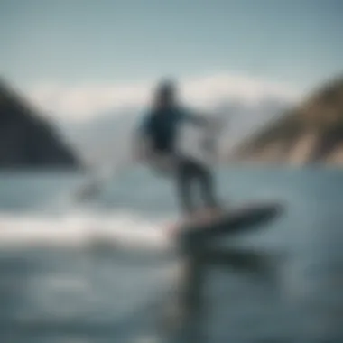 A rider maneuvering skillfully on the water with the Duotone foil wing, demonstrating its performance