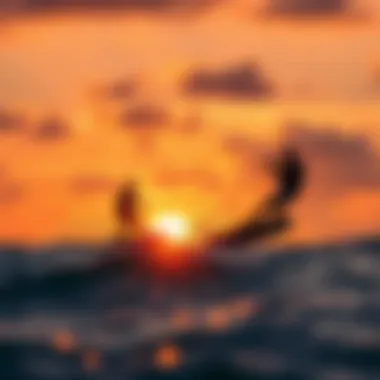 Sunset Kiteboarding Experience Sunset view of kiteboarders in harmony with nature