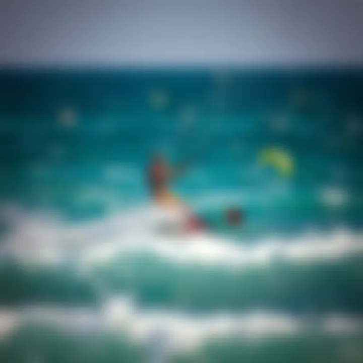 Vibrant kiteboarding action on the waves