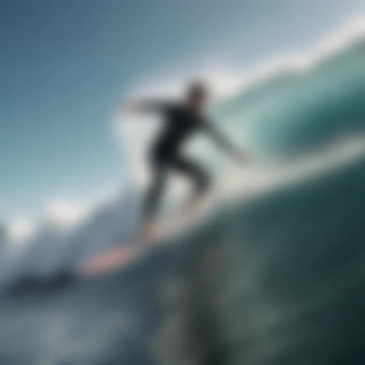 A rider skillfully maneuvering a pump surfboard on the waves