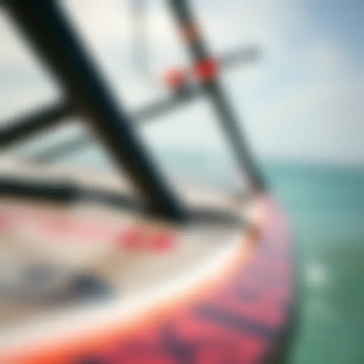 Design Features of Kitesurf Foil Boards Close-up of a kitesurf foil board showcasing its design features