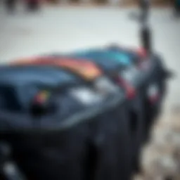 Close-up view of the Mystic board bag showcasing its robust materials