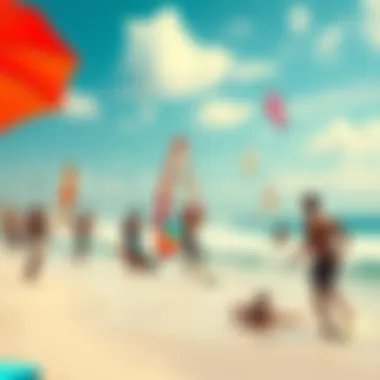 Vibrant Community of Water Sports Sunny beach scene with windsurfing and kitesurfing enthusiasts