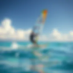 Windsurfer gliding across vibrant waters