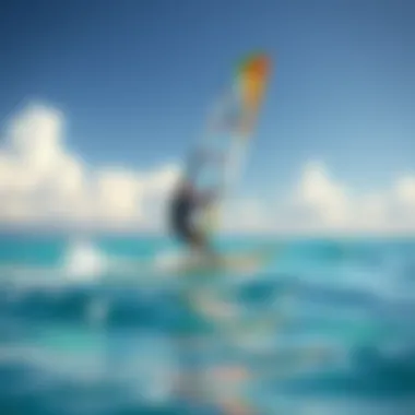 The Art of Windsurfing Windsurfer gliding across vibrant waters