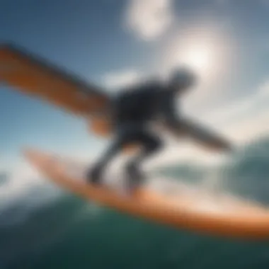 Close-up of innovative wing surfing equipment, showcasing the latest advancements in gear technology