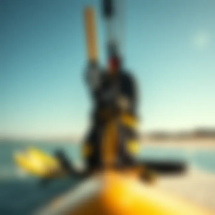 Close-up of kiteboarding gear suitable for east wind conditions