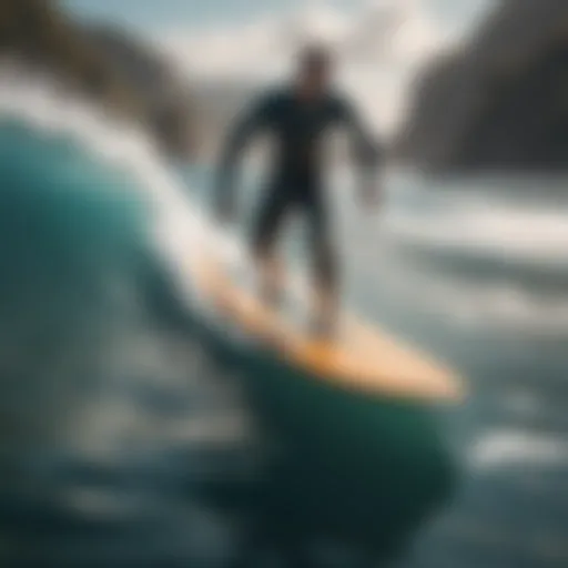 A cutting-edge efoil surfboard gliding across the water's surface