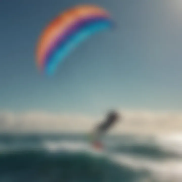 A flexi foil kite in action above the ocean, highlighting its performance characteristics.