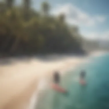 A tranquil beach setup for both sports