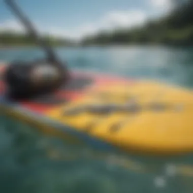 Close-up of paddle board gear and accessories