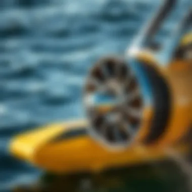 Close-up of jet propulsion system on hydrofoil