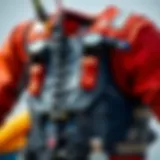 A detailed view of a kite vest highlighting its unique design elements