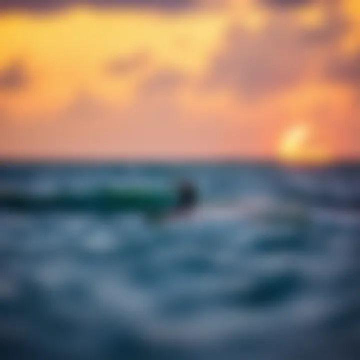 Sunset Kiteboarding Adventure in the Mariana Islands Kiteboarder catching waves at sunset
