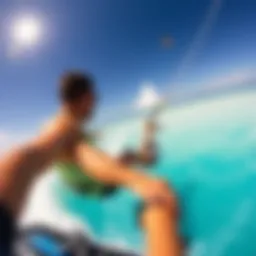 Kiteboarding over turquoise waters in the Mariana Islands