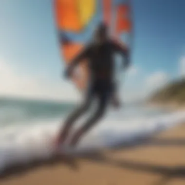 Close-up of specialized land kite surfing equipment