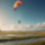 Vibrant land kite surfing session in an open field