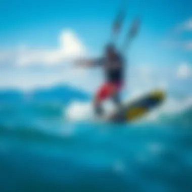 Navigating Challenging Waves Kiteboarder navigating challenging waves with specialized gear